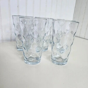 Set of 8 Anchor Hocking Impressed Dot Thumbprint Highball Tumblers Glasses